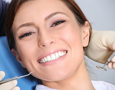 Woman receiving preventive dental care