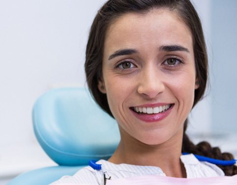 Close-up of female dental patient smiling