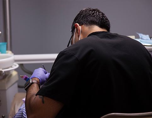 Woman receiving dental checkup