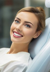 a woman smiling with bright teeth after cosmetic dentistry