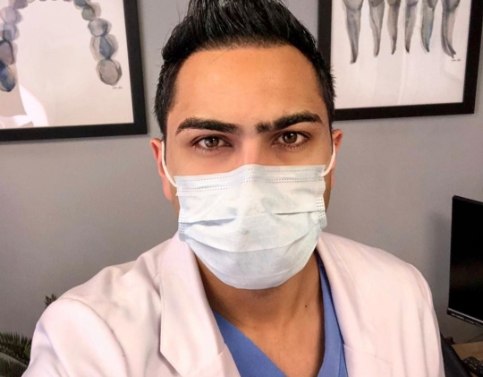 Doctor Shah wearing a face mask
