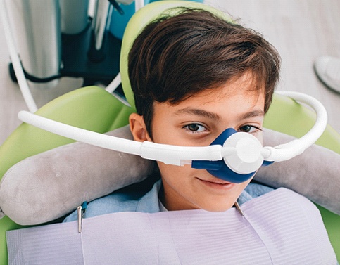 Little boy with nasal mask just before sedation