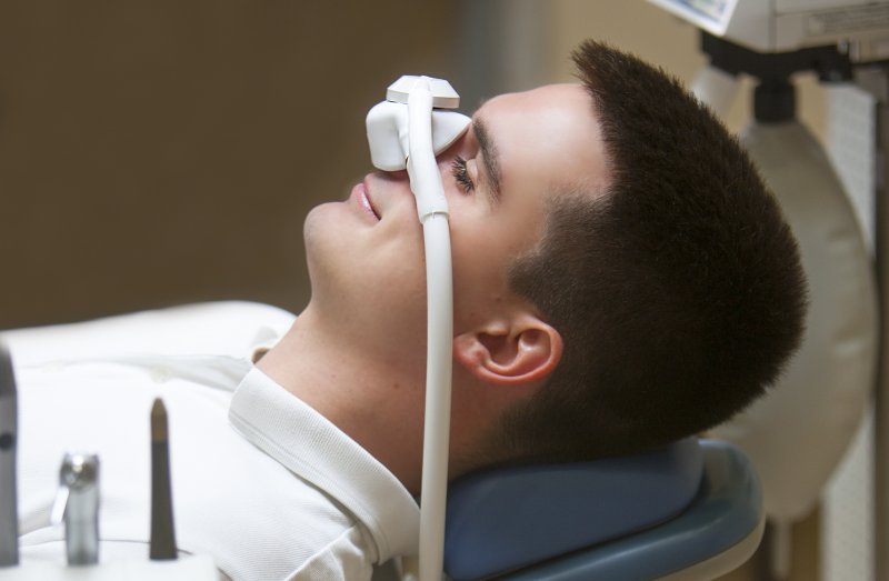 A patient receiving nitrous oxide