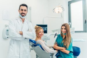 Patient at the dentist for a dental bone graft.